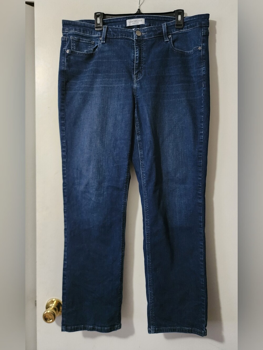 Lane Bryant Womens Mid Rise Super Stretch Straight Blue Denim Jeans 18P 18 Short